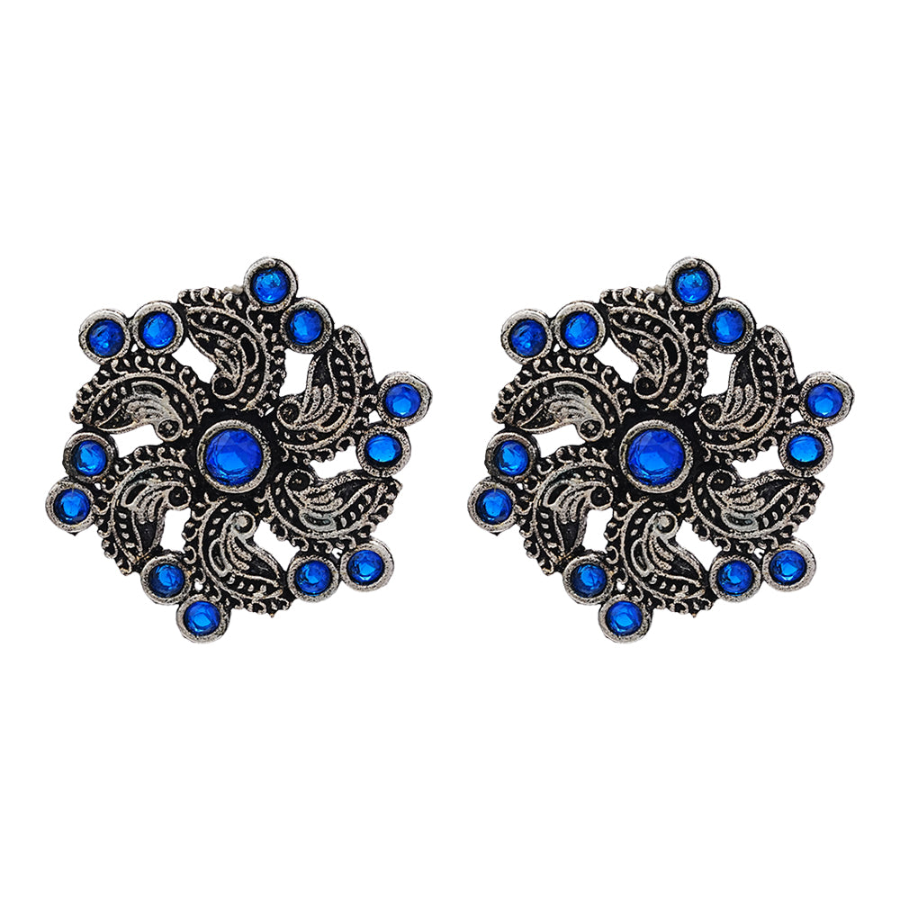 Aabroo sparkle stud earrings (Blue)