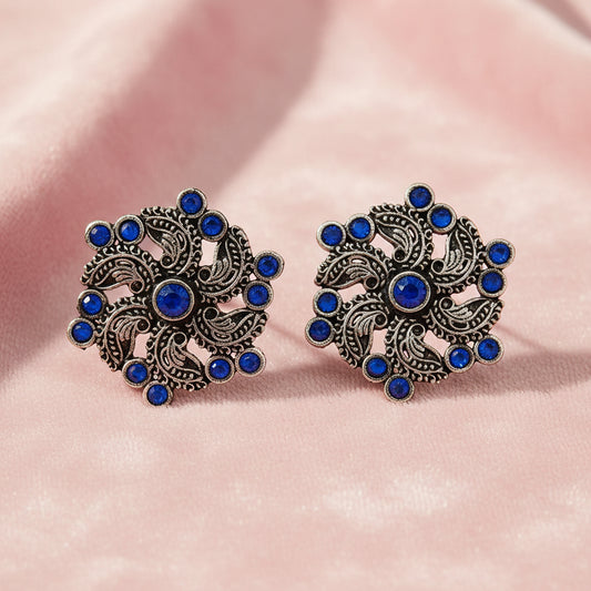 Aabroo sparkle stud earrings (Blue)