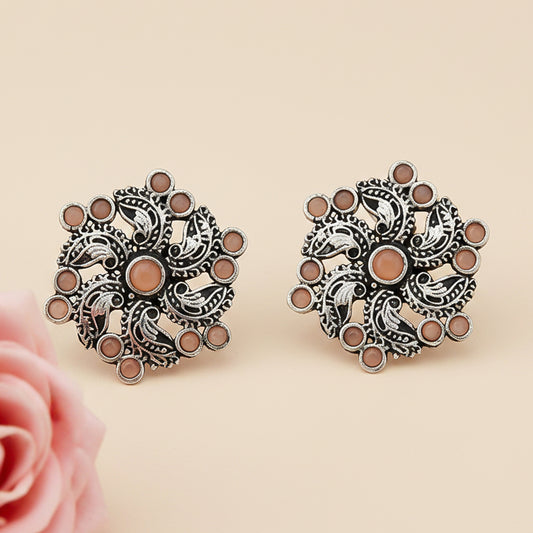 Aabroo sparkle stud earrings (Light Orange)