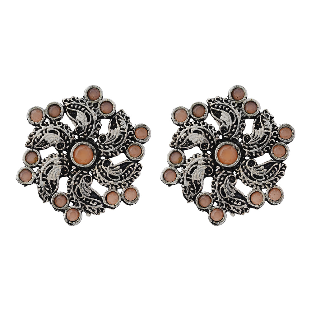 Aabroo sparkle stud earrings (Light Orange)