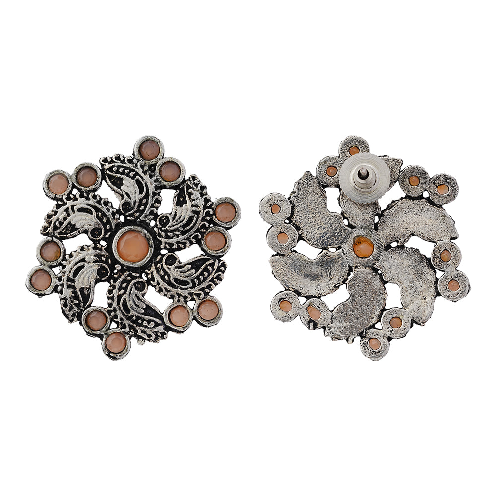 Aabroo sparkle stud earrings (Light Orange)