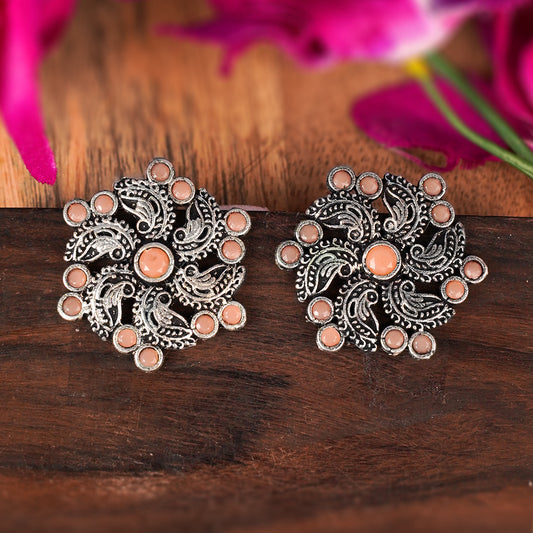 Aabroo sparkle stud earrings (Light Orange)