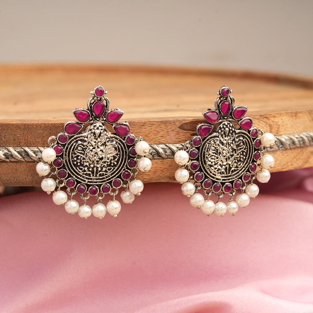 Royal flare stud earrings (Red)
