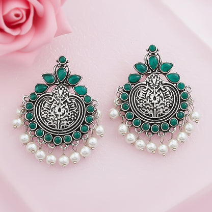 Royal flare stud earrings (Green)