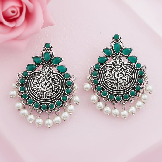 Royal flare stud earrings (Green)