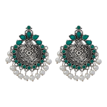 Royal flare stud earrings (Green)