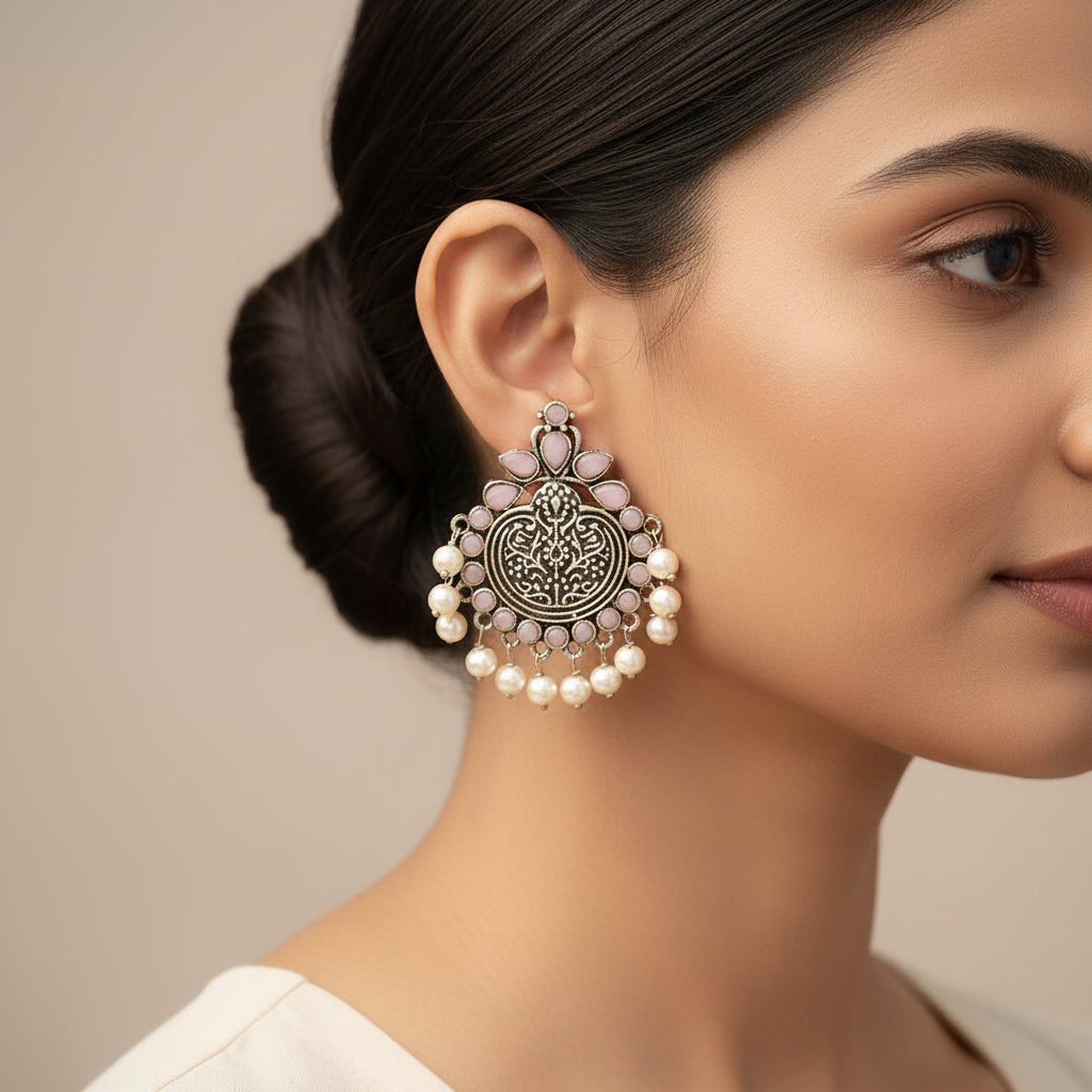 Royal flare stud earrings (Baby Pink)