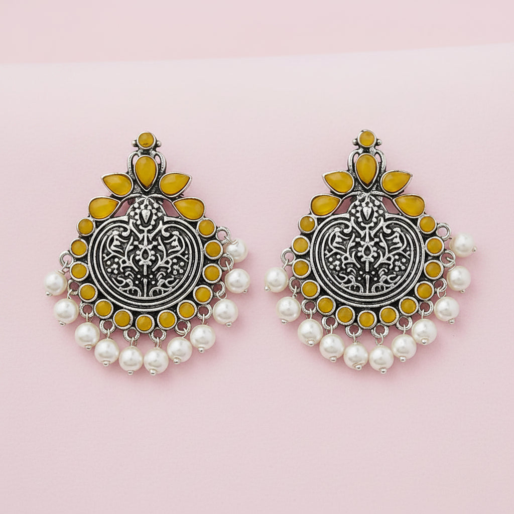 Royal flare stud earrings (Yellow)