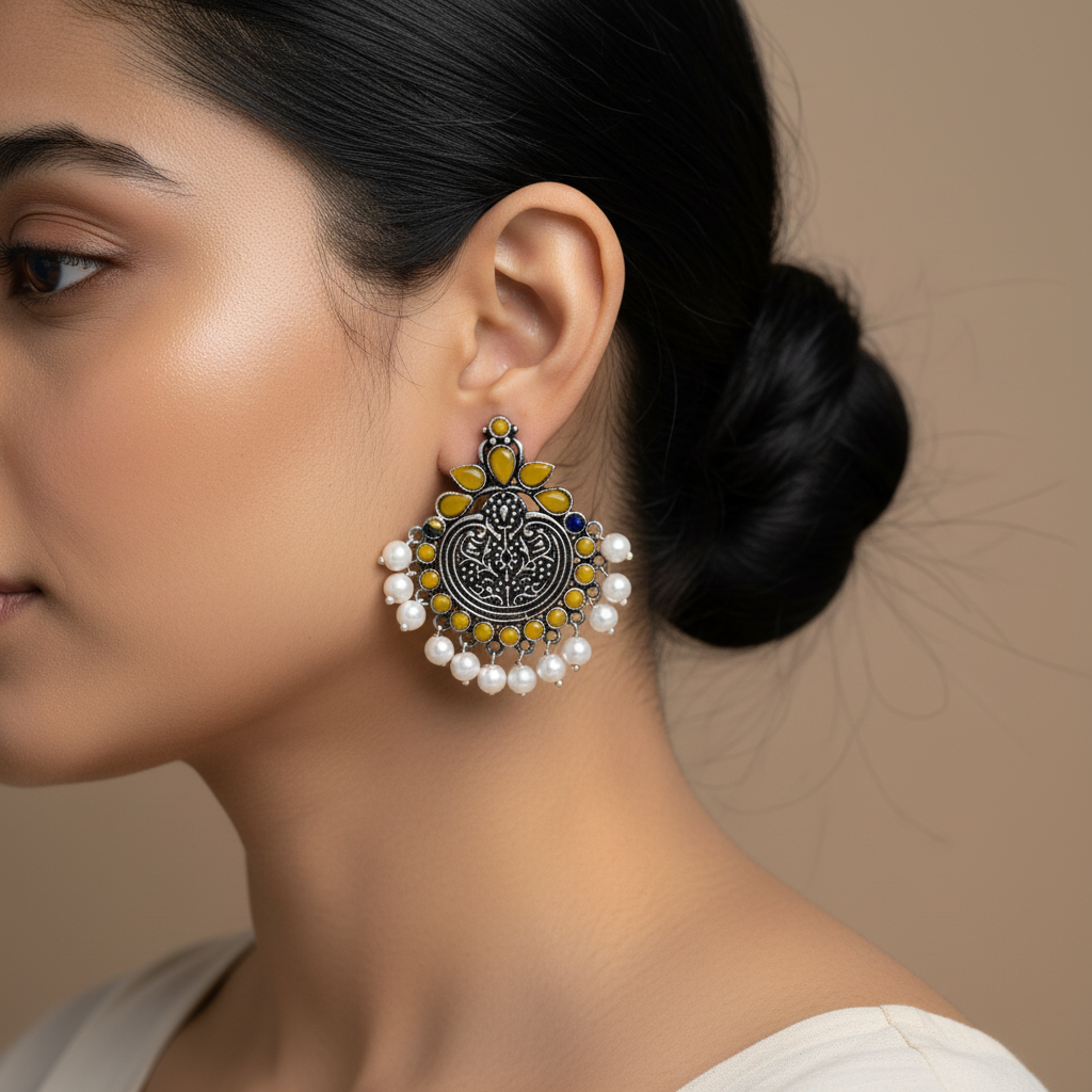 Royal flare stud earrings (Yellow)