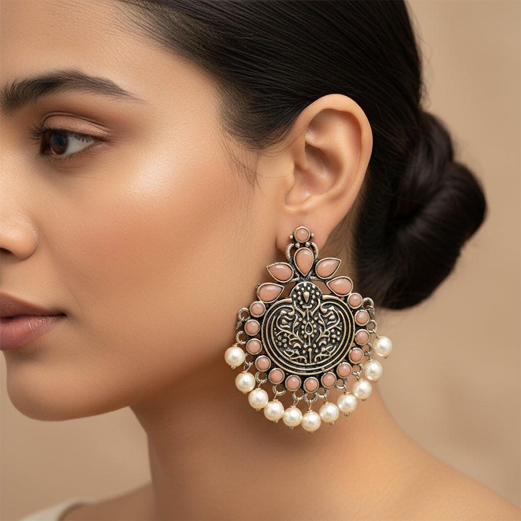 Royal flare stud earrings (Light Orange)