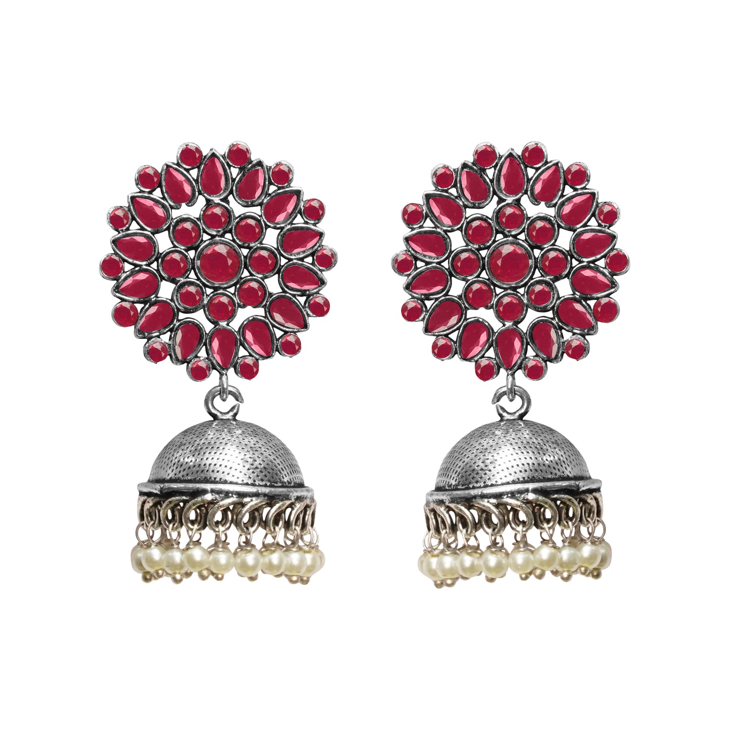 Kamalika stone studded  earrings (Red)
