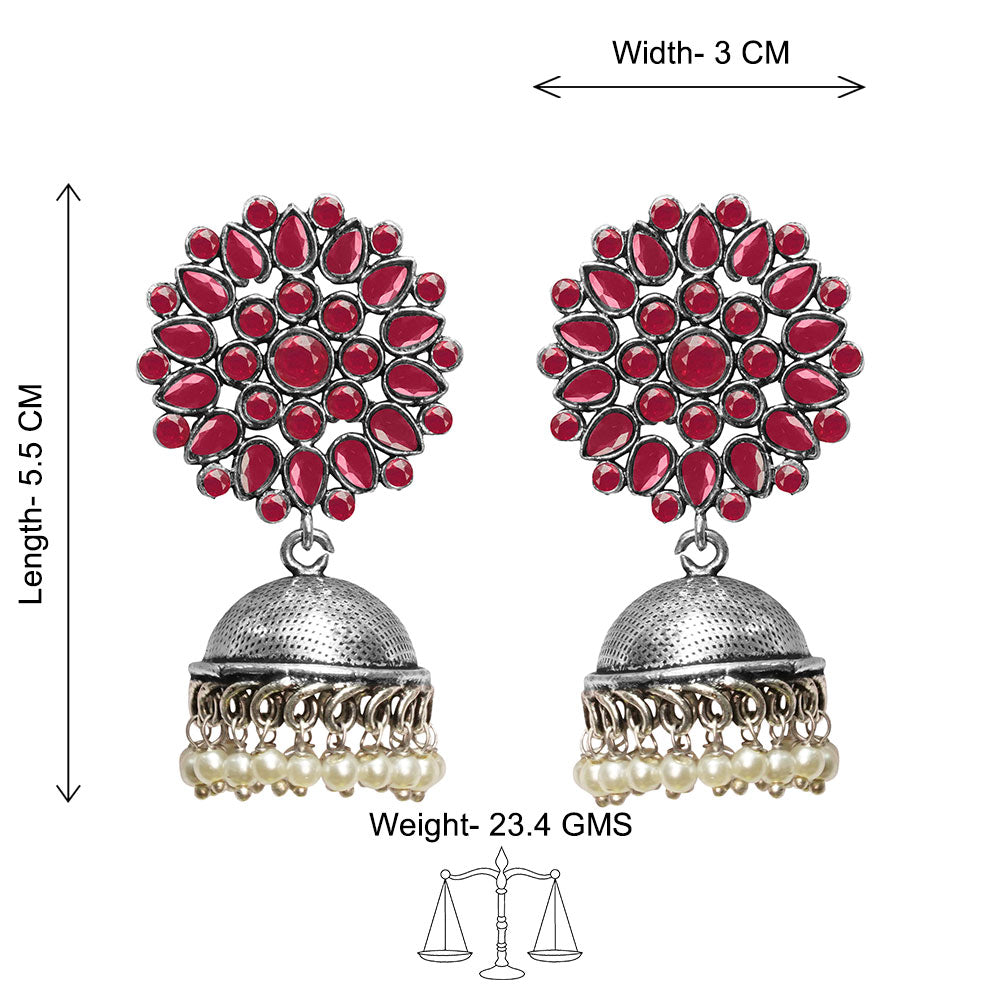 Kamalika stone studded  earrings (Red)