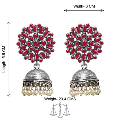 Kamalika stone studded  earrings (Red)