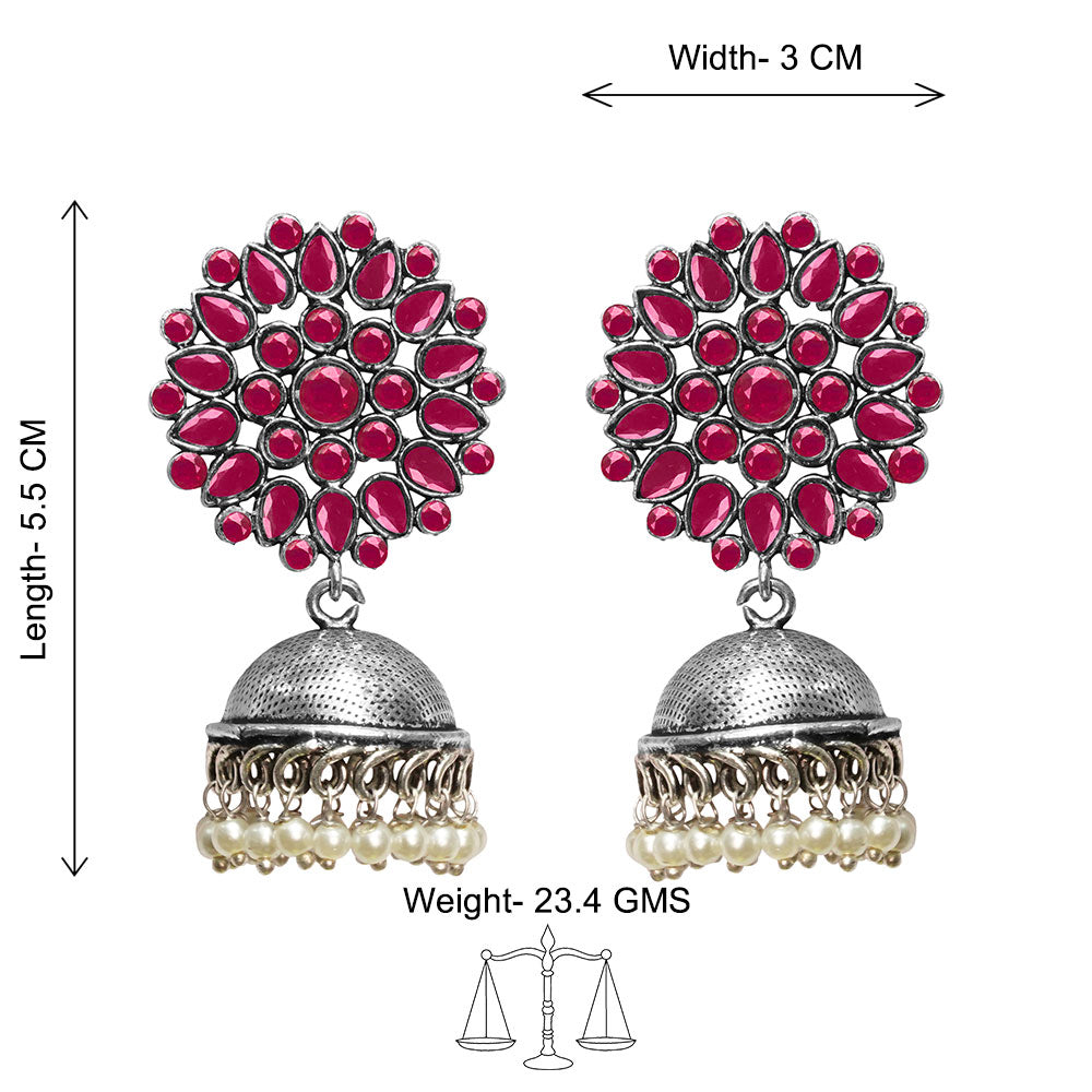 Kamalika stone studded  earrings (Red)