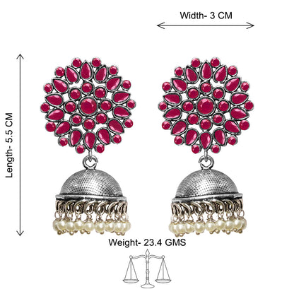Kamalika stone studded  earrings (Red)