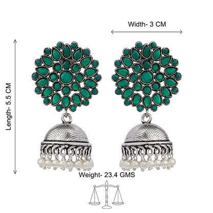 Kamalika stone studded  earrings (Green)