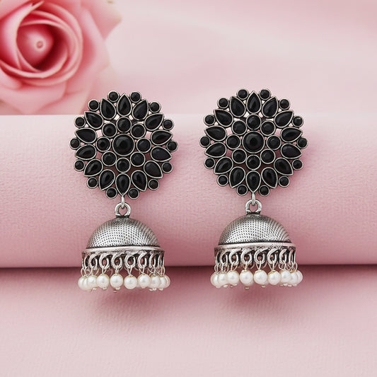 Kamalika stone studded  earrings (Black)