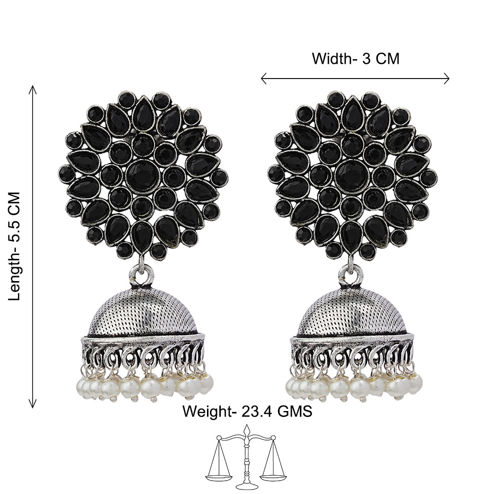 Kamalika stone studded  earrings (Black)