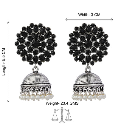 Kamalika stone studded  earrings (Black)