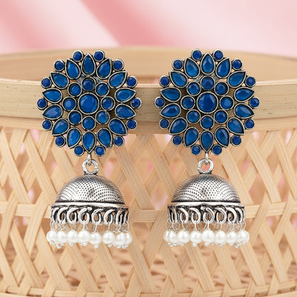 Kamalika stone studded  earrings (Blue)