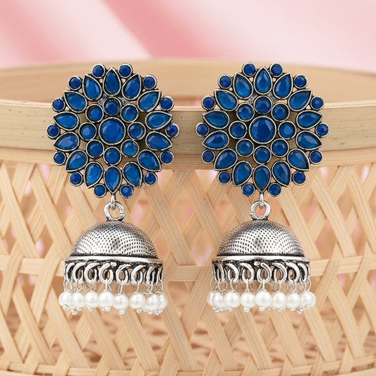 Kamalika stone studded  earrings (Blue)