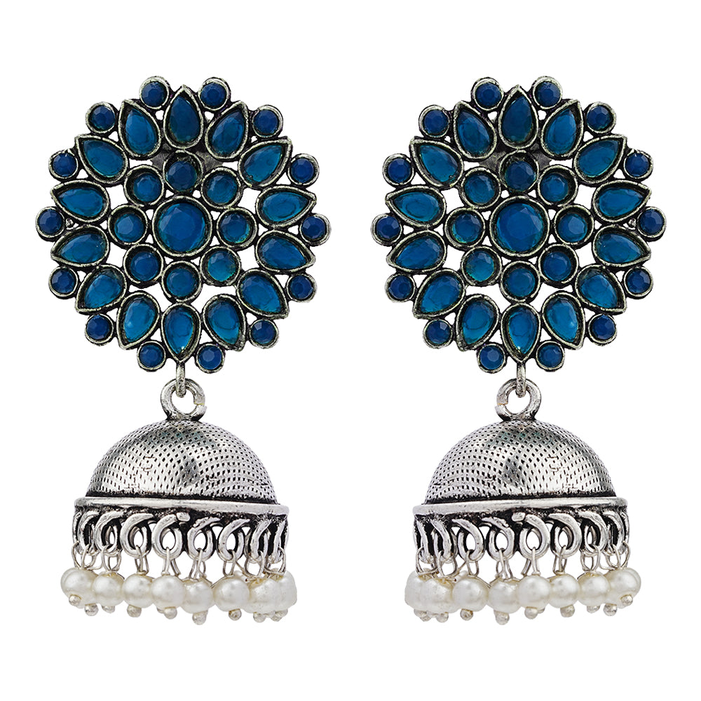 Kamalika stone studded  earrings (Blue)