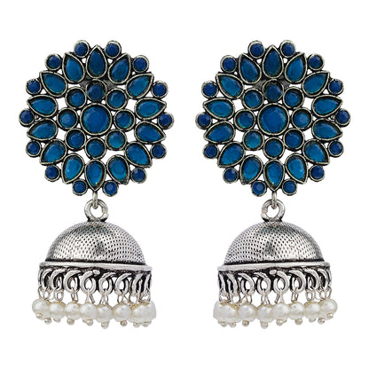 Kamalika stone studded  earrings (Blue)
