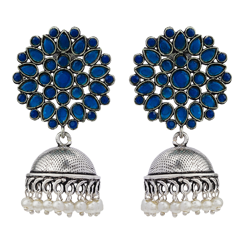 Kamalika stone studded  earrings (Blue)