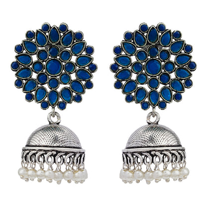 Kamalika stone studded  earrings (Blue)