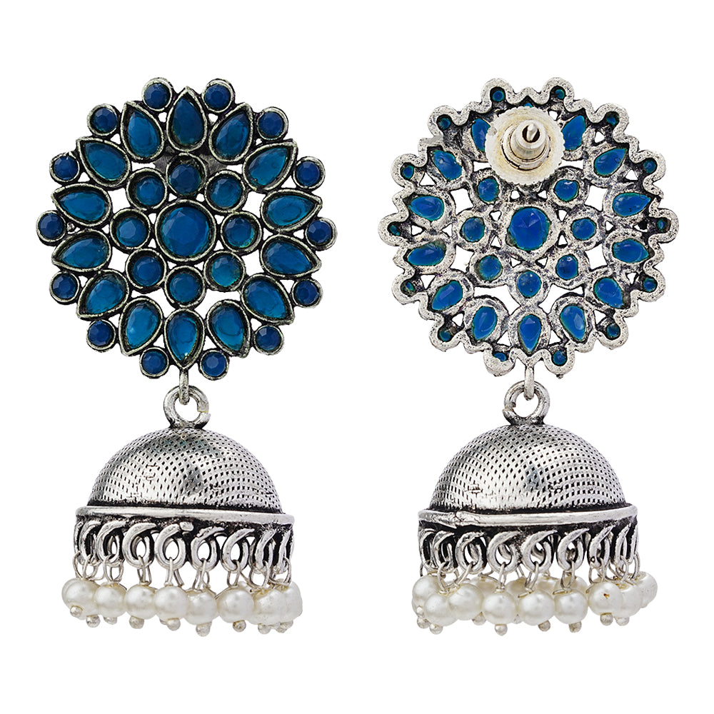 Kamalika stone studded  earrings (Blue)