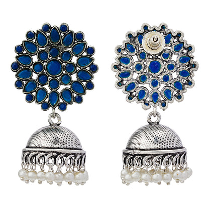 Kamalika stone studded  earrings (Blue)