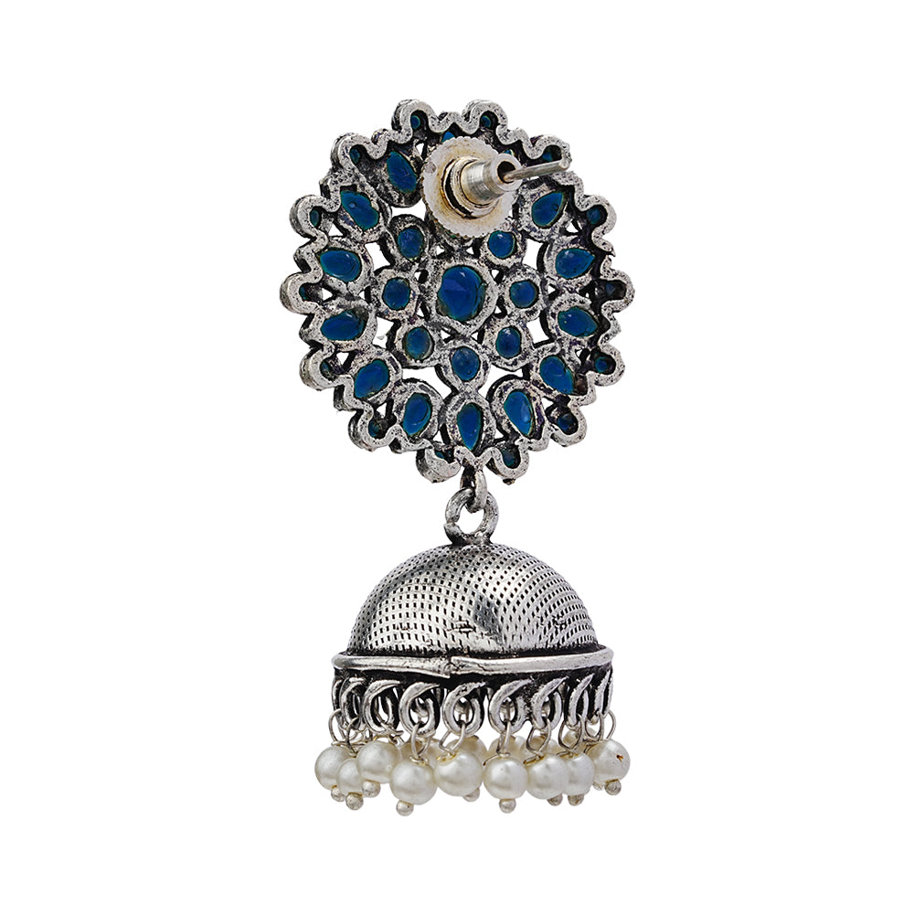 Kamalika stone studded  earrings (Blue)