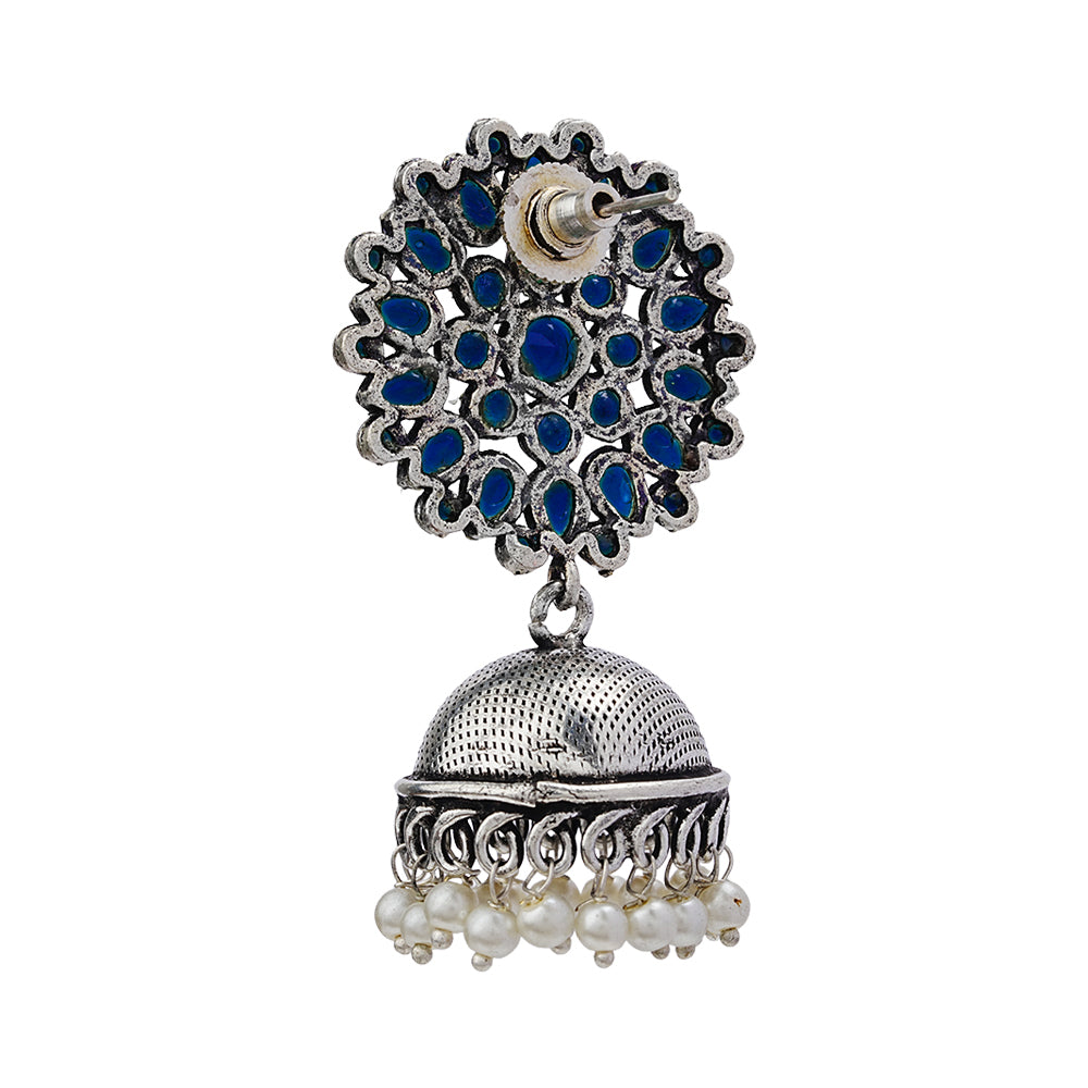 Kamalika stone studded  earrings (Blue)