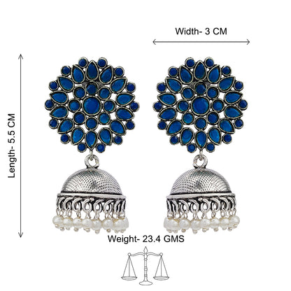 Kamalika stone studded  earrings (Blue)