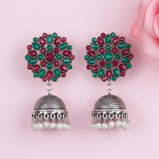 Kamalika stone studded  earrings (Multicolored)