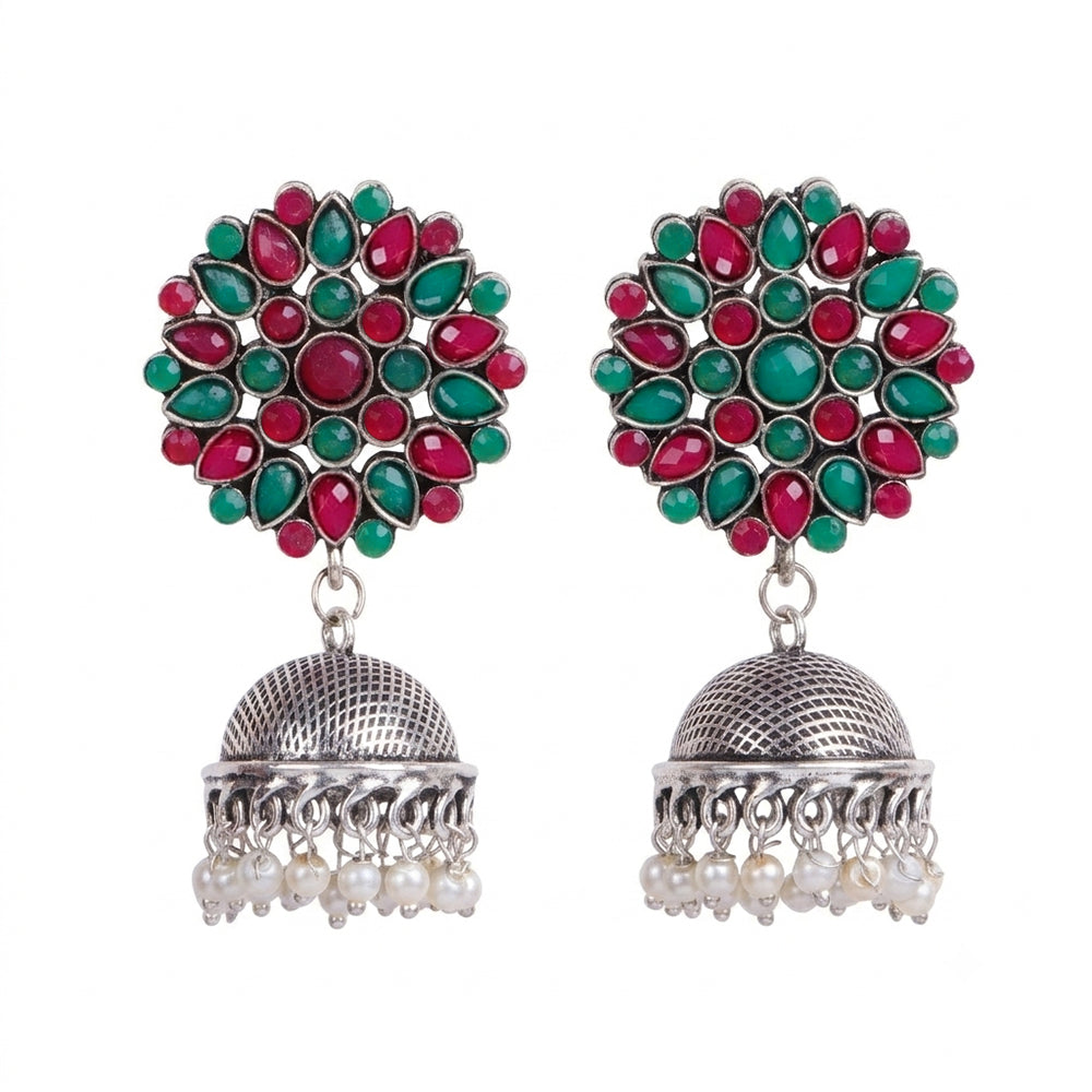 Kamalika stone studded  earrings (Multicolored)