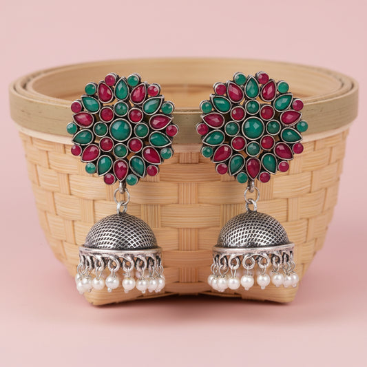 Kamalika stone studded  earrings (Multicolored)