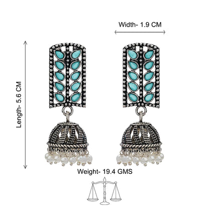 Peacock glow stone studded dangler & Regal leaffall stone studded jhumki set