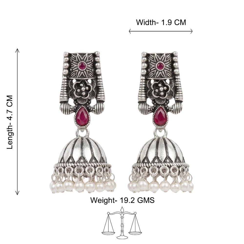 Temple bells jhumki earrings (Red)