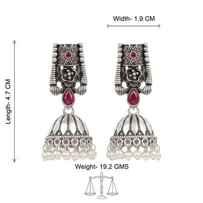 Temple bells jhumki earrings (Red)