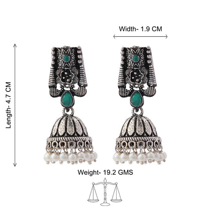 Temple bells jhumki earrings (Green)