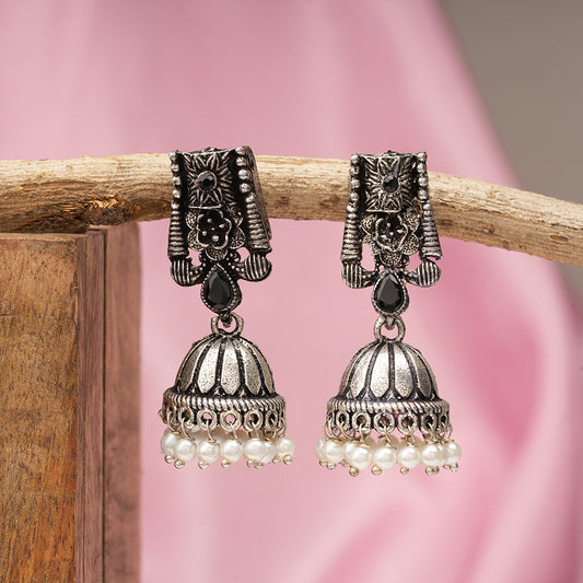 Temple bells jhumki earrings (Black)