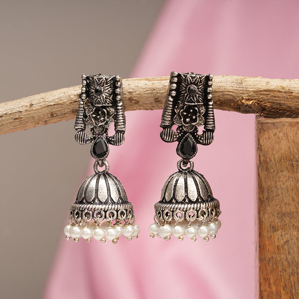 Temple bells jhumki earrings (Black)