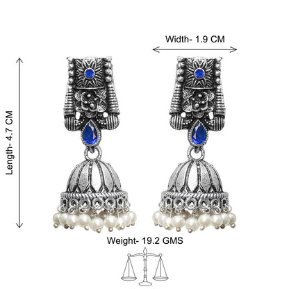 Temple bells jhumki earrings (Blue)