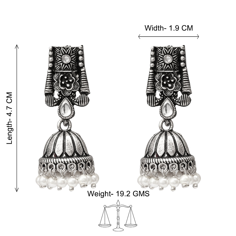 Temple bells jhumki earrings (White)