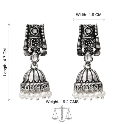 Temple bells jhumki earrings (White)