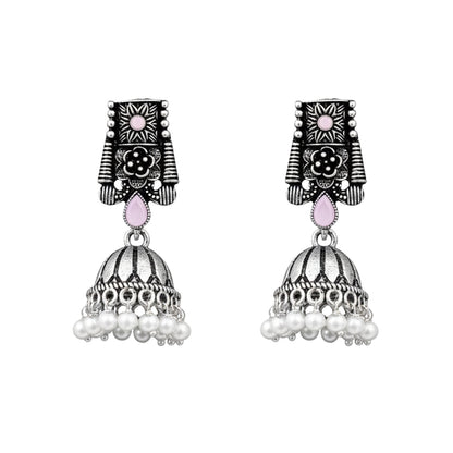 Temple bells jhumki earrings (Baby Pink)