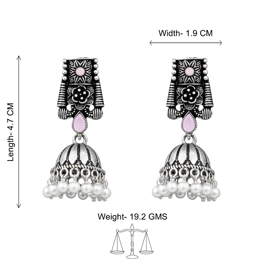 Temple bells jhumki earrings (Baby Pink)