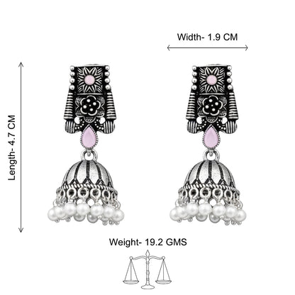 Temple bells jhumki earrings (Baby Pink)