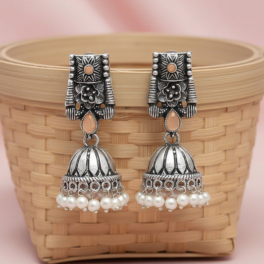 Temple bells jhumki earrings (Light Orange)